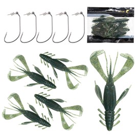 Goture Soft Plastic Worm Fishing Lures Set,8PCS Crawfish Lures with 5PCS Twistlock Hooks Freshwater Saltwater, Ned Rig Baits Kit,Swimbaits Fishing Bait Kit for Trout Bass Salmon Crappie