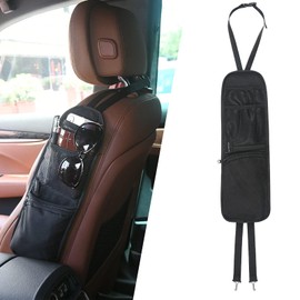 URAQT Upgrade Section Car Seat Side Storage Bag, Car Seat Storage Hanging Bag with 3 Pockets, Car Seat Organiser, Multi-Pocket Drink Holder, Suitable for Cars, Trucks, SUV, Gaming Chairs, Etc (Black)