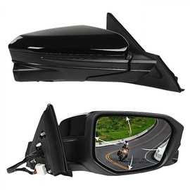 PIT66 Passenger Side View Mirror Compatible with Honda Civic Sedan 2016-2020 Power Heated Door Mirror w/Camera,11-Pin Manual Folding Glossy Black HO1327107