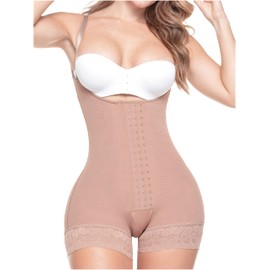 Sonryse D066 Fajas Colombianas Post Surgery and Postpartum Tummy Tuck Compression Garment for Women Mocha XS