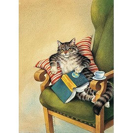 Inkognito Postcard A6 • 1212 Reading Cat Artist: Reinhard Michl • Cats