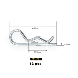 Yoliko 12Pcs 3 Color Heavy Duty Hitch Pins Clip R Clips Spring Retaining Wire Hair Pin Cotter Pin Strong Spring Tension Large Carter Pin R Clip Large for Trailer Tractors Mower Carts Truck Pin M3x60mm
