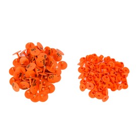 NSXAYIWE 100pcs Livestock Ear Tag Cattle Ear Tags, Anti Dropping Round Ear Tag with Numbered 001-100 Animal Identification Ear Tags (Orange)