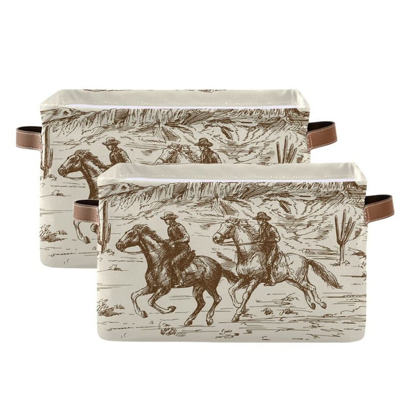 WELLDAY Storage Basket Western Desert Cowboy Closet Storage Bin Cube