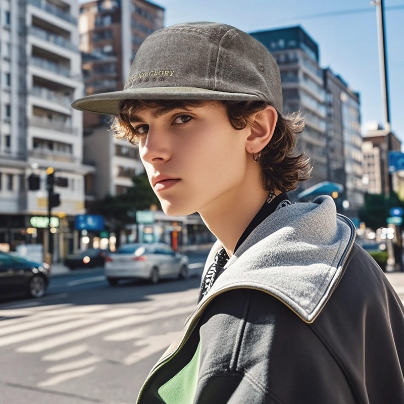 Clakllie Short Bill Snapback Hats 5 Panel Baseball Cap Casual