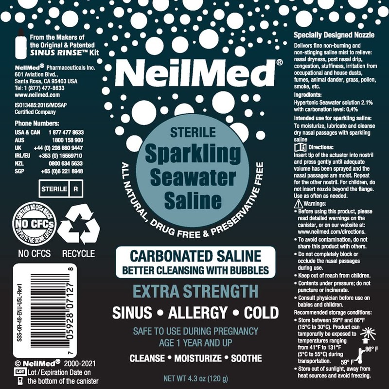 NeilMed Sparkling Seawater Extra Strength Nasal Saline Spray 125 mL