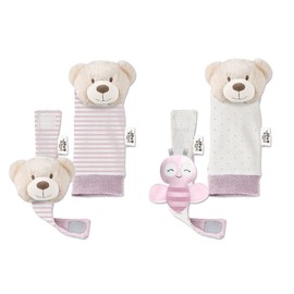 Baby Rattles Set for Feet and Wrists Pink Bear