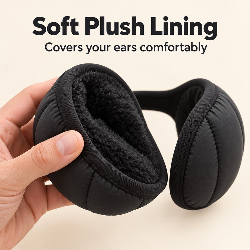 Foldable Ear Muffs for Winter – Soft Plush Windproof Ear