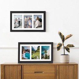 DUENPY 8x14 Collage Picture Frame, 4x6 Collage Picture Frame Displays Three 4x6 inch Photos, or 8x14 (Without Mat) for Available Horizontal Wall Mounting Display and Vertical, Black.