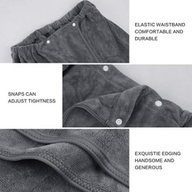 SINLAND Microfiber Men's Spa Sauna Wrap Towel Bath Towel with Adjustable Closure 24inch x 63inch Grey