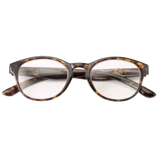Round Frame Retro Readers - Tortoise, Magnification 6.00X