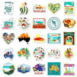 Stickers for Australia Water Bottle|50 PCS Australia Vinyl Waterproof Sticker for Water Bottle Laptop Skateboard Phone Car Decals Gifts for Kids Teens Adults for Party Favors Supplies Decor