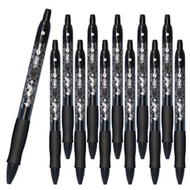 12 x BIC Gel-ocity Quick Dry Special Edition Retractable Gel Ink Ballpoint Pens with Soft Grip, Medium 0.7 mm Tip [BLACK] - (OEM Packed - Non-Retail Packaging)
