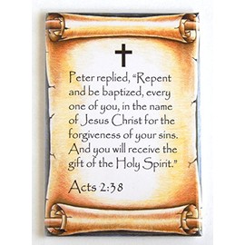 Acts 2:38 Bible Verse Fridge Magnet (2 x 3 inches)