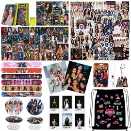 Japior Katseye Merch - Juego de regalos que incluye 55 tarjetas fotográficas, 100 pegatinas, 1 bolsa con cordón, 6 pulseras de palmadas, 6 tarjetas Lo