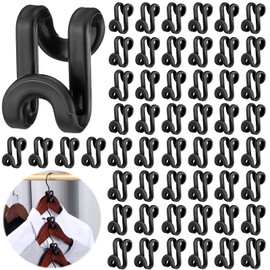 Unittype 100 Pcs Black Plastic Heavy Duty Clothes Hanger Connector Hooks, Space Saving, Cascading