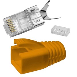 Lumonic 20x Network Connectors RJ45 Connector CAT5 CAT6 CAT7 LAN Gold-Plated Contacts Orange