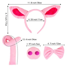 Pig Ears Headband Pig Nose Tail Bow Tie Animal Fancy Costume Kit Accessories
