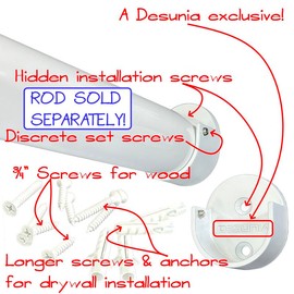 48" HEAVY DUTY Round Closet Rod w/Matching Support Flanges | 32mm Diameter | Gloss White Clothes Pole | 1 Rod