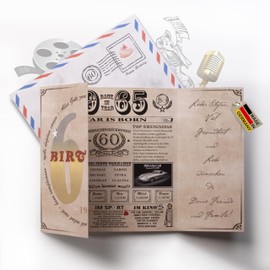 DUOMIO Folding Birthday Card Beautiful Window Fold Birthday Card (20 x 20 cm) Including Matching Envelope | Birthday Card Woman & Birthday Card Man | 300 g/m² (‎60th Birthday)