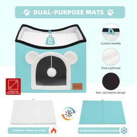 Persure Cat House Cat Beds for Indoor Cats Large Foldable Multifunction Cat Cave for Pet with Hover Ball and Scratching Board(Mint, Large Cat House)