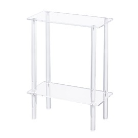 HMYHUM Acrylic Narrow Side Table for Small Spaces, 7" Wide Skinny Nightstand/Bedside Table for Bedroom, Slim Small End Table, 2 Tier, 15.7" L x 21.8" H, Clear