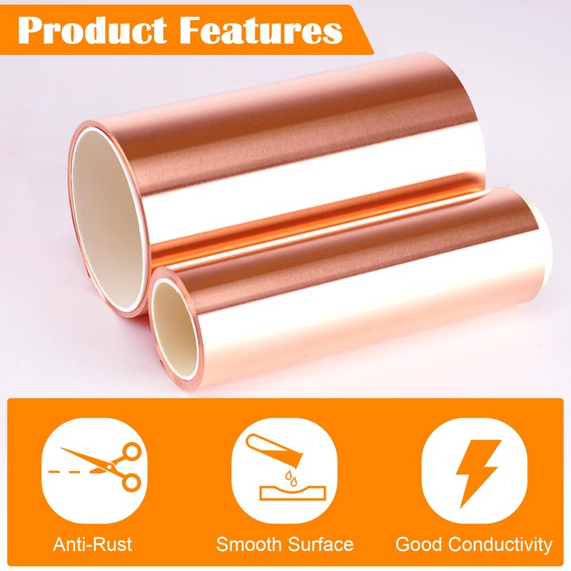 6in x 5Ft Copper Sheet Roll, YuJingKey Copper Foil Sheet