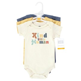 Hudson Baby Unisex Baby Cotton Bodysuits, Kind Human, 3-6 Months