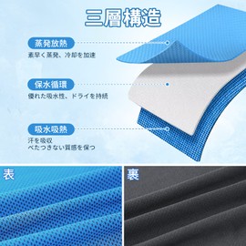 Rockykey Cool Towel, Cooling Towel, Set of 3, Quick Drying Towel, Cooling Towel, Polyester, Lightweight, Quick Drying, Heatstroke Prevention, UV Protection, Heat Protection, Outdoor, Climbing