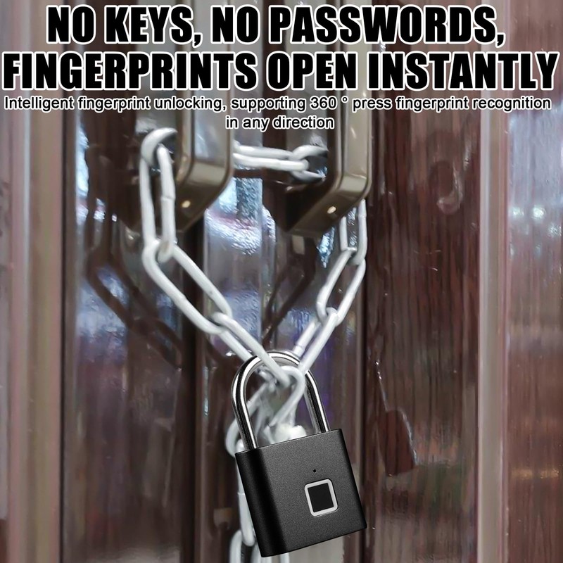 Fingerprint Lock, Smart Lock Waterproof, Lock with Fingerprint, Padlock Fingerprint,