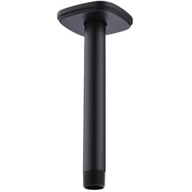 Black Shower Arm with Flange, BSTIIU Ceiling Mount Shower Head Extension Arm, Stainless Steel Round Shower Arm, 8 Inch