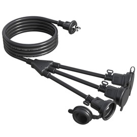Power Extension Cord, 3 Splits, Rainproof, Waterproof, For LED Illumination, For Outdoor, PSE Certified, Rainproof Cap Included, For Work 3 Splits, 3 Outdoors, Rainproof, Waterproof, Soft Type, Power