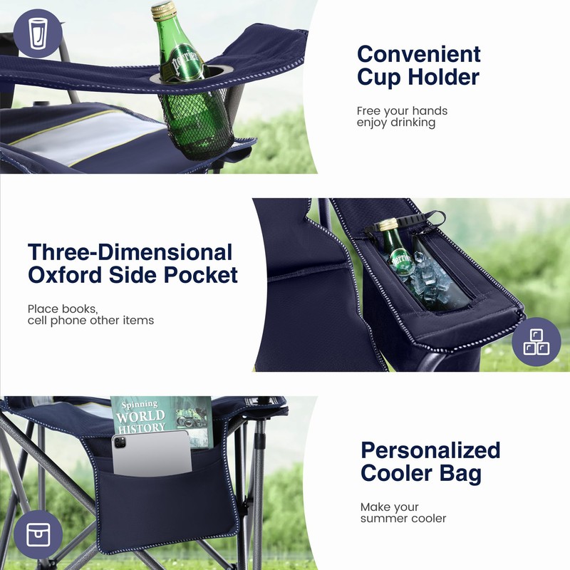 HIGH POINT SPORTS Oversized Camping Folding Chair, Heavy Duty Portable