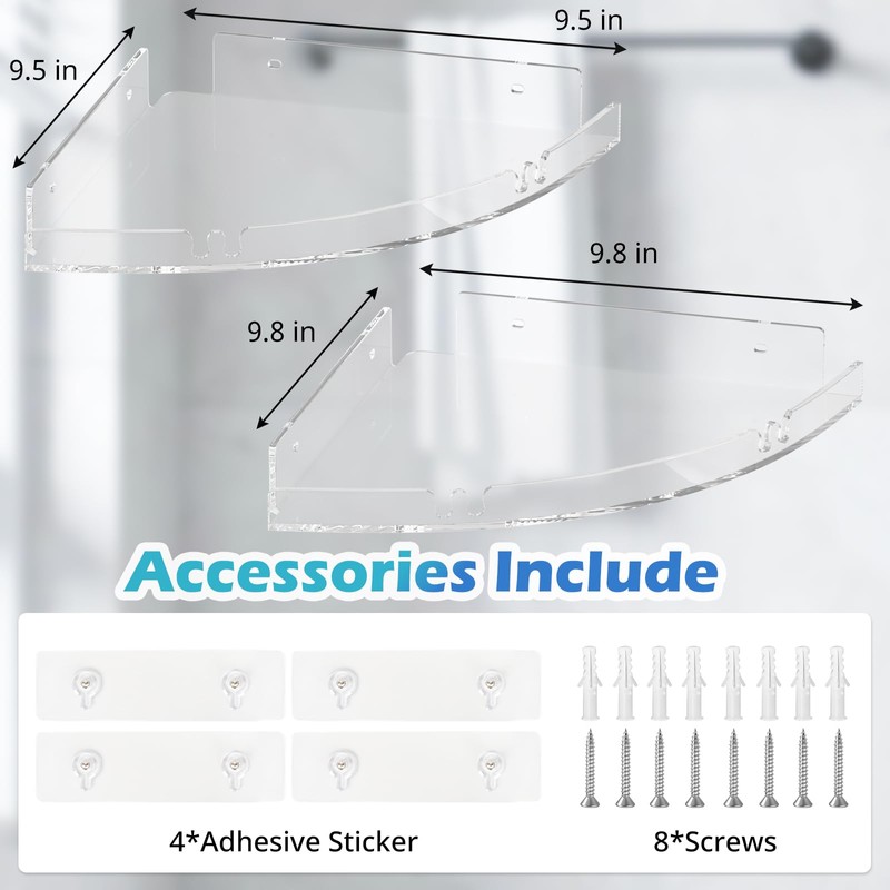 Durmmur 2 Pack Acrylic Corner Shower Caddy, Clear Corner Shower