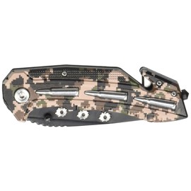 SE Drop Point Folding Knife with Seatbelt Cutter and Window Breaker with Woodland Digital Camo - KC-G9066DCMC