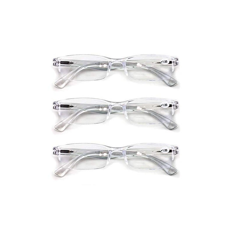 V.W.E. 3 Pairs Lightweight Rectangular Unisex Readers with Spring Hinge