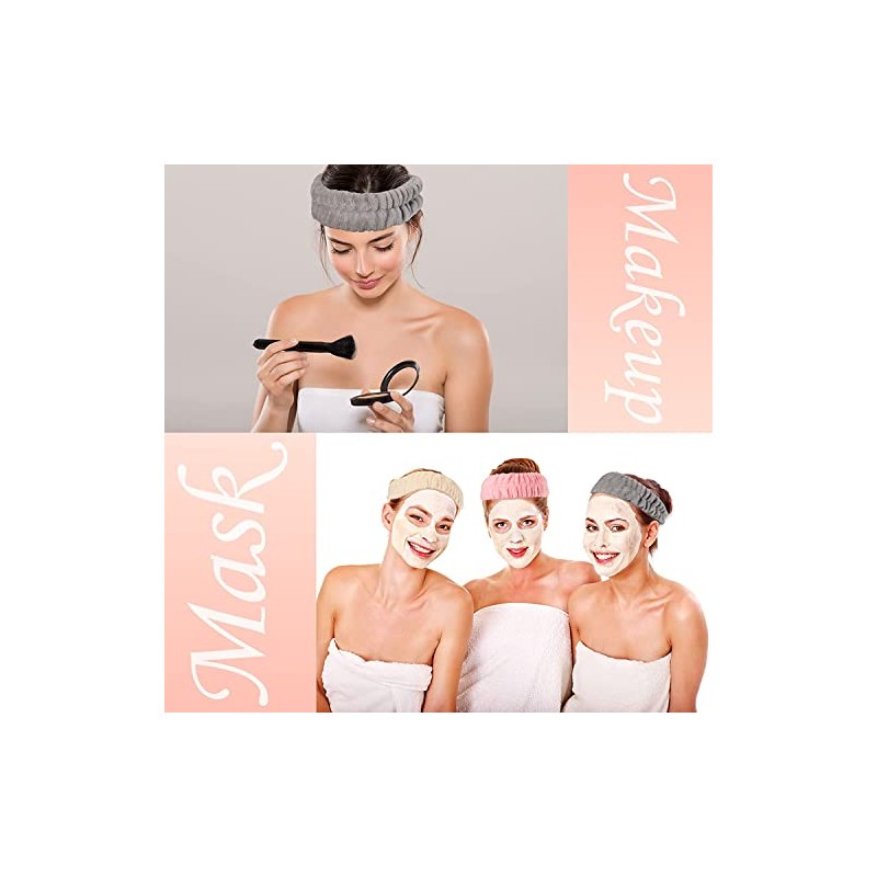 9 Piezas Diadema de Spa Facial, Muñequeras Absorbentes para Lavar