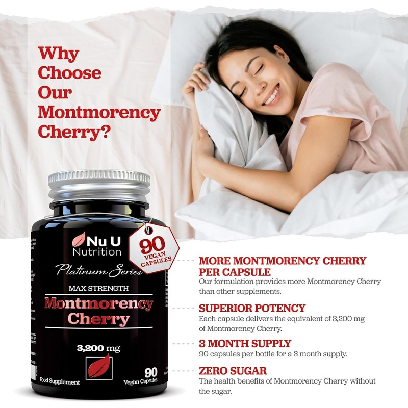 Montmorency Cherry Capsules 3200mg – High-Strength Tart Cherry Extract –
