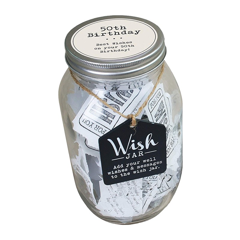 Top Shelf 50th Birthday Wish Jar With 100 Tickets, Pen,