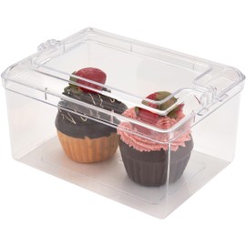 Pioneer Plastics 079C Clear Rectangular Plastic Container, 7.4375" W x 5.3125" D x 3.75" H, Pack of 4