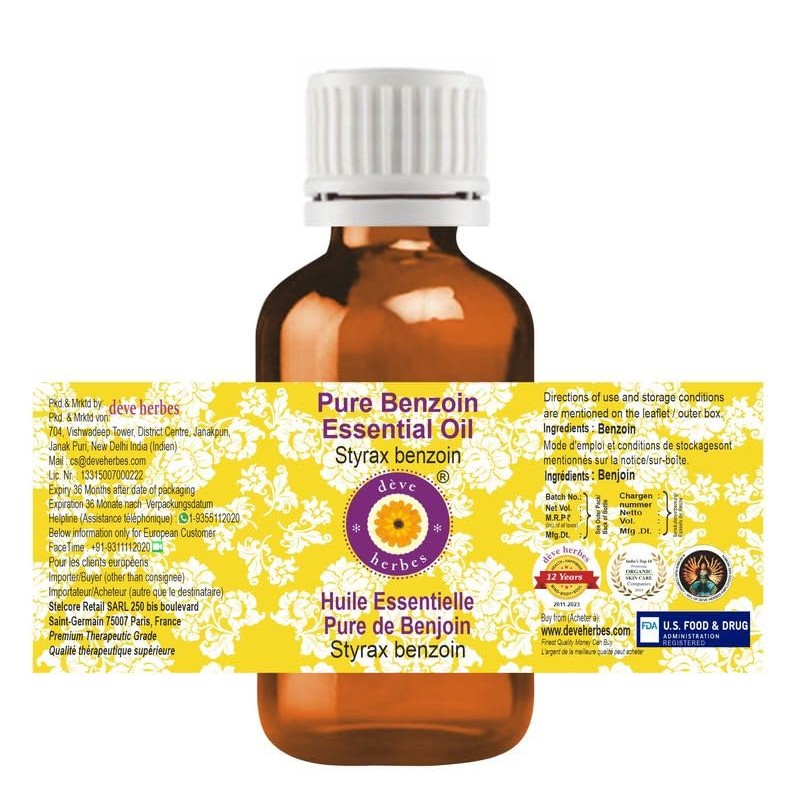 Huile essentielle de benjoin pur Deve Herbes (benjoin de Styrax)