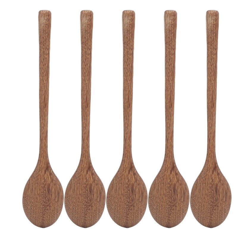 5Pcs Wooden Spoons Burr Free Sturdy Durable Light Heat Resistant
