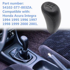 XQSMWF Gear Shift Knob 5 Speed Leather Compatible with Honda Acura Integra 1994 1995 1996 1997 1998 1999 2000 2001 Replace 54102-ST7-003ZA