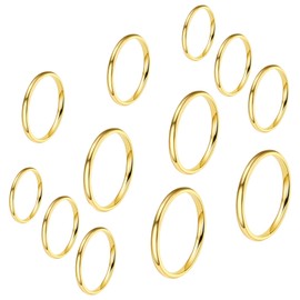 VELESAY Pack of 12 Stainless Steel Rings Stackable Knuckle Rings for Women 2 mm Thin Ankle Ring Midi Band Rings Stacking Rings Finger Rings Stainless Steel Ankle Rings Set Women's Jewellery, 不
