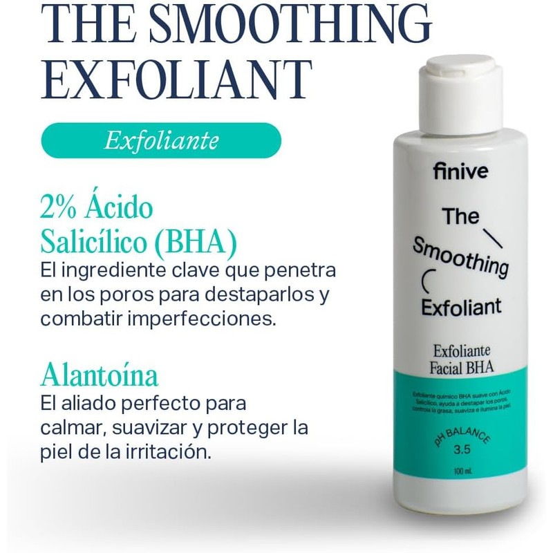 Exfoliante Facial BHA, The Smoothing Exfoliant, Para Piel Mixta a