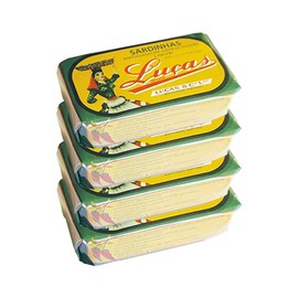 Luças Portuguese Sardines in Olive Oil and Pri-Pri - Product of Portugal - Pack of Four 4.23oz Cans