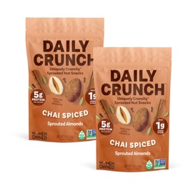 Daily Crunch Sprouted Almonds and Dehydrated nuts for a Unique Crunch, Keto Friendly, Non-GMO Zero Seed Oils, Gluten Free 4oz (2 Pack, Spiced Chai Pear)