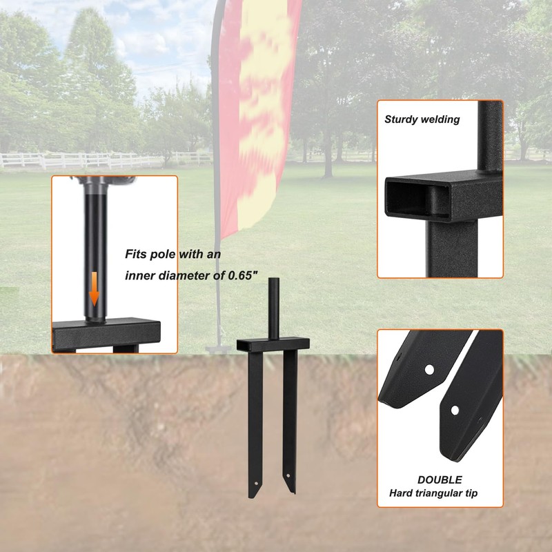 VANROUG Feather Flag Ground Spike,Flag Pole Ground Stake,Heavy Duty Flag
