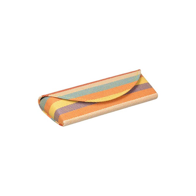 Colorful Border Women Women's Compact Soft Glasses Case Orange 2110-01