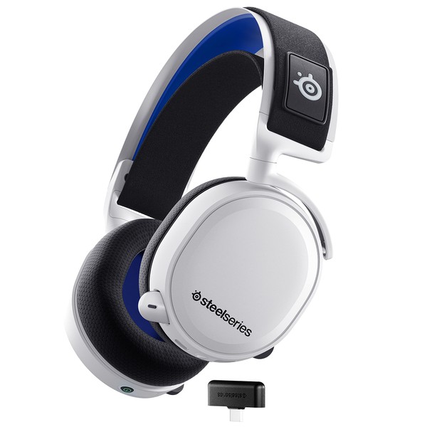 SteelSeries Wireless Wireless Arctis 7P+ PS5 PS4 Enclosed Lossless 2.4GHz Low Latency 7.1ch Surround Gaming Headset 61471 White Multi